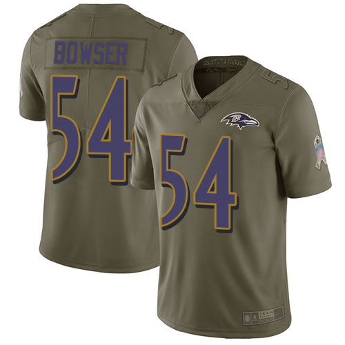 Baltimore Ravens Limited Olive Men Tyus Bowser Jersey NFL Football #54 2017 Salute to Service